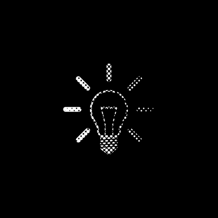 Light bulb - white vector icon;  halftone illustrationのイラスト素材