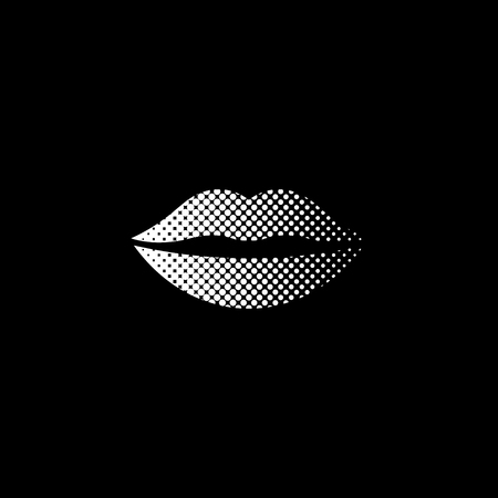 lips - white vector icon ; halftone illustrationのイラスト素材