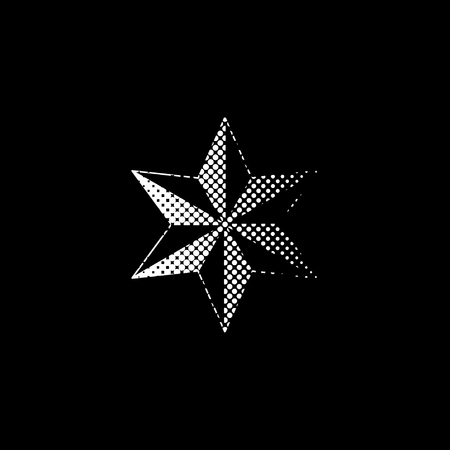 star - white vector icon ; halftone illustration