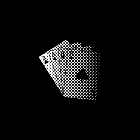 ace - Playing card - white vector icon;  halftone illustration