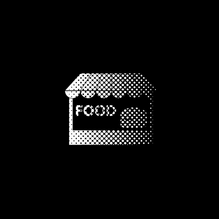 fast food - white vector icon;  halftone illustrationのイラスト素材