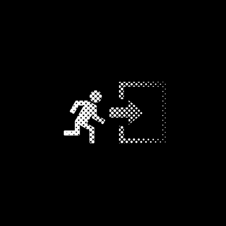 exit - white vector icon;  halftone illustrationのイラスト素材