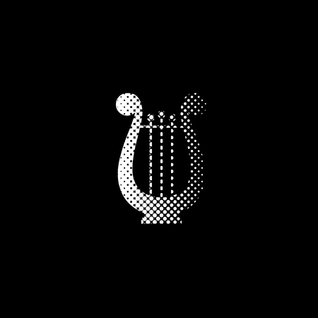 harp - white vector icon;  halftone illustrationのイラスト素材