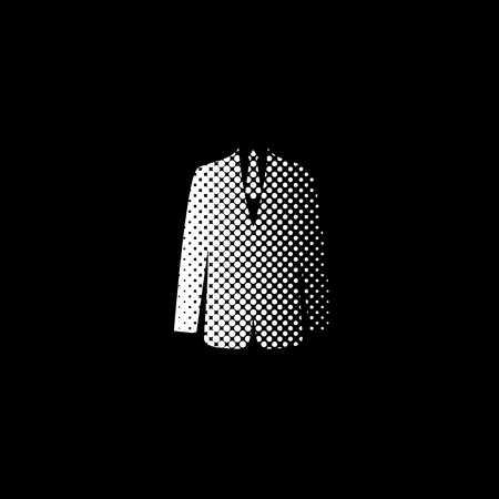 suit - white vector icon;  halftone illustrationのイラスト素材