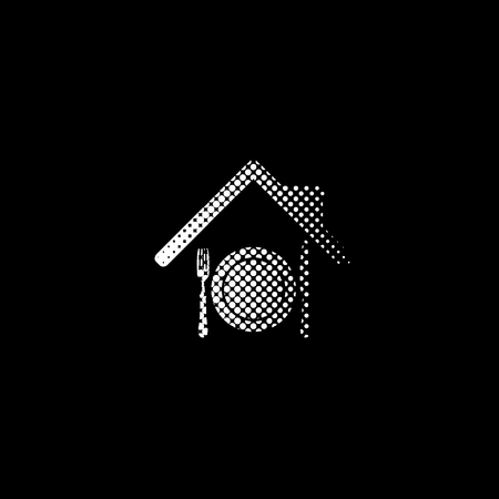 restaurant - white vector icon;  halftone illustrationのイラスト素材