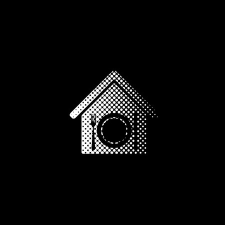 restaurant - white vector icon ; halftone illustrationのイラスト素材