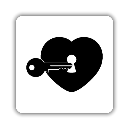 &#xA;heart with key - black vector iconのイラスト素材