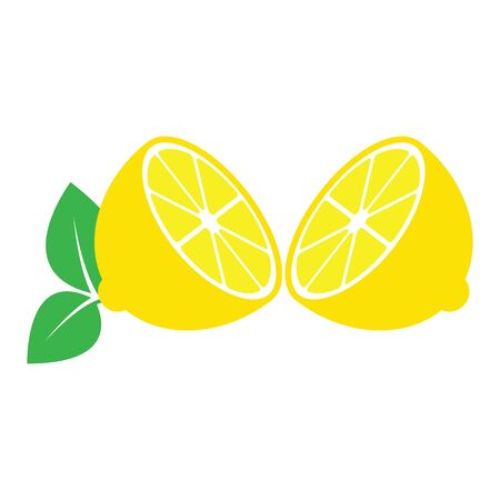 lemon icon. yellow fresh citrus fruits. half of lemonのイラスト素材