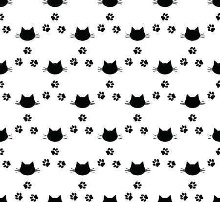 seamless cat pattern.  cat background, texture, pattern, wallpaper, textileのイラスト素材