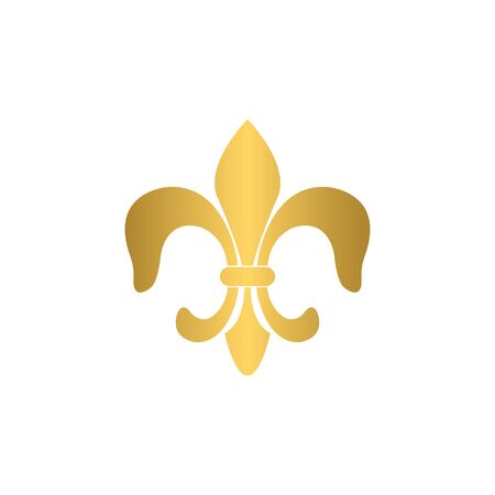 golden Fleur-de-lis icon vector Heraldic lily line styleのイラスト素材