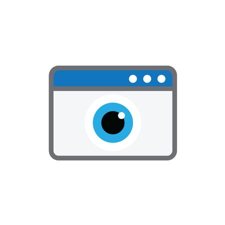 Browser and eye icon, view browser icon black vectorのイラスト素材