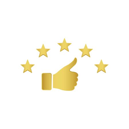 golden feedback icon, five stars rating icon,  quality rating icon vectorのイラスト素材