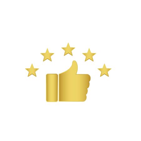 golden feedback icon, five stars rating icon,  quality rating icon vectorのイラスト素材
