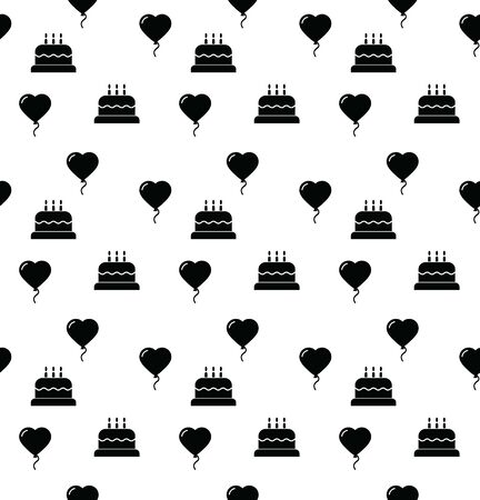 cake background Seamless.  hapy birthday texture pattern vector blackのイラスト素材