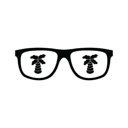 glasses icon with palm tree icon. vacation signのイラスト素材
