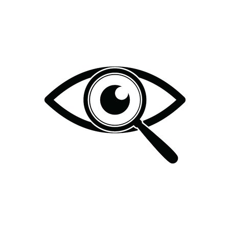 Eye icon with search sign - vector black sign.のイラスト素材