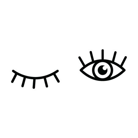 open and close eyes icon  Black vectorのイラスト素材