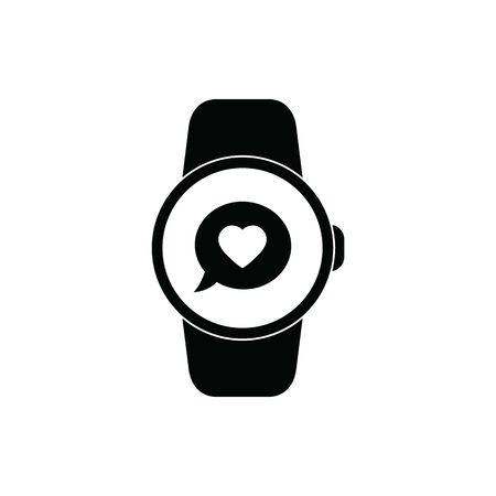 smart watch icon with  heart sign black vector iconのイラスト素材