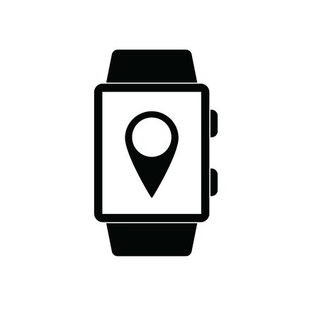 smart watch icon with  map point sign black vector iconのイラスト素材