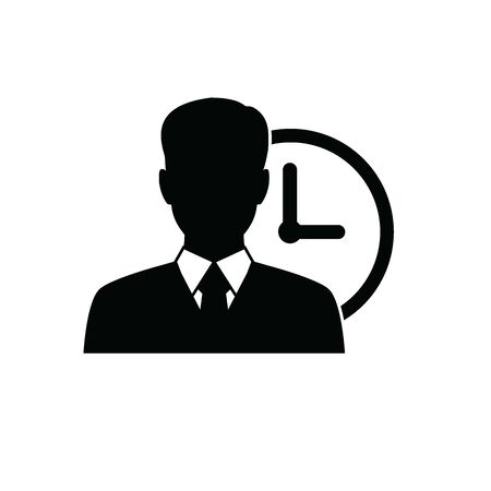 Businessman icon. man silhouette. Businessman in suit, time iconのイラスト素材