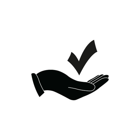 Checkmark icon. Check list button icon. hand holding Checkmark iconのイラスト素材
