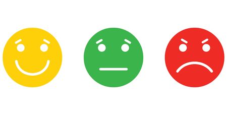 Set of emoji face icons. Vector Set of colour Emoticons. Sad and happy mood Icons.のイラスト素材