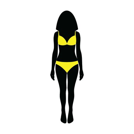 silhouette of sexy girl in swimsuits. Bikini woman silhouetteのイラスト素材
