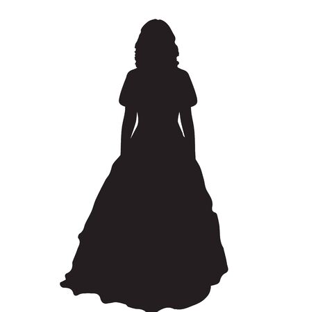 woman silhouette , girl silhouette  in dressのイラスト素材