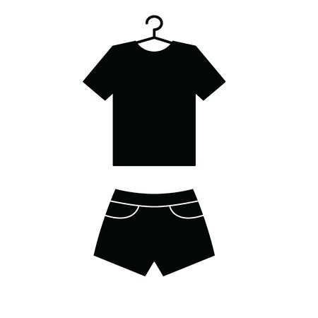 shorts   on the hanger vector icon. Tshirt icon   on the hanger. clothes, clothing, dress iconのイラスト素材