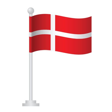 Denmark  flag. National flag of Danish on pole vectorのイラスト素材