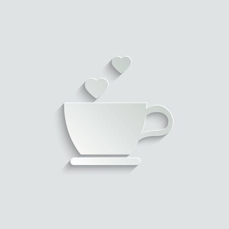 coffee icon. tea icon. Cup of coffee or tea icon. cup with heart iconのイラスト素材