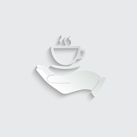 hand icon hold a cup of coffee or tea icon. logo for cafe or restaurantのイラスト素材