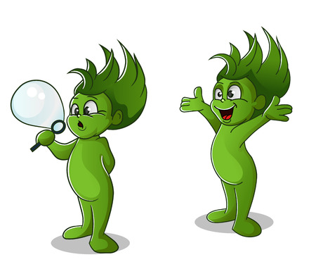 vector character of herbal man in two positionsのイラスト素材