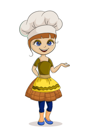 color illustration girls cook on white のイラスト素材