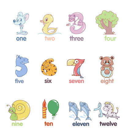 set of numbers in the form of animalsのイラスト素材