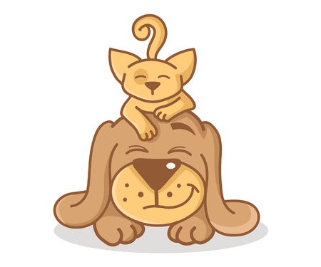 Cartoon cat and dog. Vector illustration.のイラスト素材