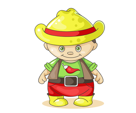 colorful vector illustration cartoon boy cowboyのイラスト素材