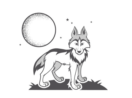 Vector illustration black and white wolfのイラスト素材