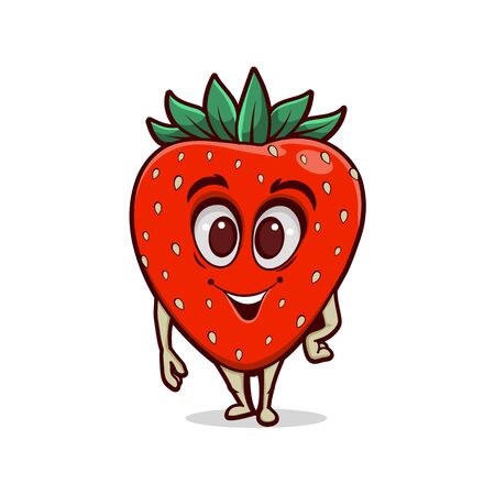 Cartoon funny strawberry characterのイラスト素材