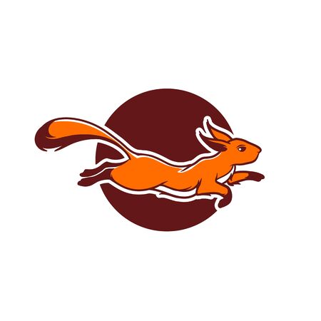 Running squirrel logo icon in a circleのイラスト素材