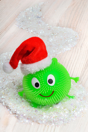 Smiley on the background of Christmas snowの写真素材