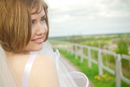 Happy smiling young bride の写真素材