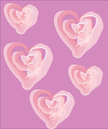 Modern background, hearts are made in watercolor technique, can become an ornament of postcards, fabrics, prints, drawings and posters, ideal as a surface design, background, packaging, labelsの写真素材