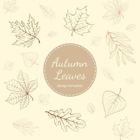 Autumn leaves design template with copy space on ivory background.のイラスト素材