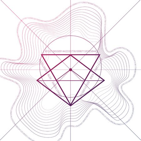 Sacred geometry minimal tattoo sketch with interlocking circles and triangles.のイラスト素材