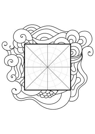 Wheel of Life. Life balance wheel radial diagram. Psychology and coaching tool for self development. Personal purposes chart with elegant zendoodle design.のイラスト素材