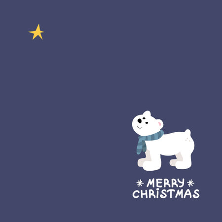 Christmas greeting card. hand drawn style. Season of joy. cute polar bearのイラスト素材