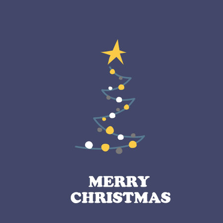 Christmas greeting card. hand drawn style. Season of joy. christmas tree with starのイラスト素材