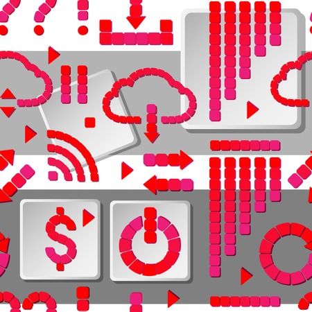 Abstract seamless background of colored signs. Vector  pattern.のイラスト素材