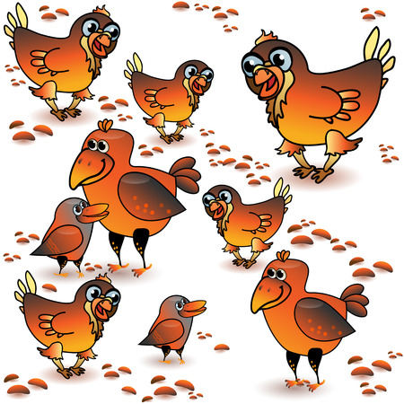 Vector seamless pattern with birds and ceeds. For your design, textile, packing.のイラスト素材